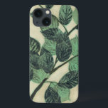 Coques Pour iPhone Feuille et branches sur l'arrière - plan crème<br><div class="desc">Le feuille vert vibrant et les branches se reposent sur un arrière - plan crème dans cette copie par Jennifer Goldberger. Comme changement de saison les couleurs sur ce feuille restent la même chose, introduisant une peu de cohérence dans votre vie.</div>