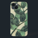 Coques Pour iPhone Feuille et branches sur l'arrière - plan crème<br><div class="desc">Le feuille vert vibrant et les branches se reposent sur un arrière - plan crème dans cette copie par Jennifer Goldberger. Comme changement de saison les couleurs sur ce feuille restent la même chose,  introduisant une peu de cohérence dans votre vie.</div>