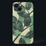 Coques Pour iPhone Feuille et branches sur l'arrière - plan crème<br><div class="desc">Le feuille vert vibrant et les branches se reposent sur un arrière - plan crème dans cette copie par Jennifer Goldberger. Comme changement de saison les couleurs sur ce feuille restent la même chose, introduisant une peu de cohérence dans votre vie.</div>