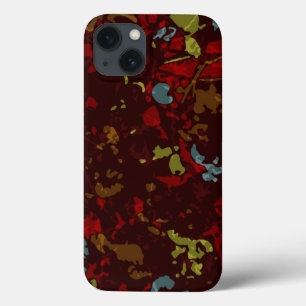 iPhone 13 Coque Feuille et fleurs colorés contre le camouflage