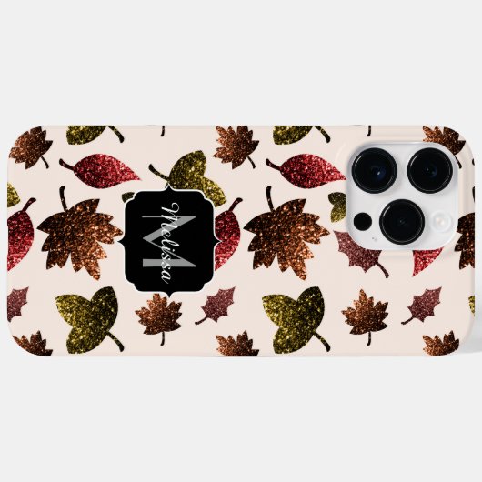 Coques Case-Mate iPhone Feuille étincelant automne motif Monogramme (Verso (horizontal))