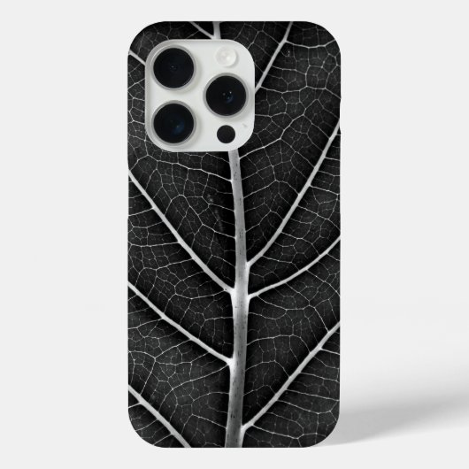 Coques Case-Mate iPhone Feuille lumineuse noir et blanc en gros plan (Verso)