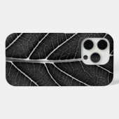 Coques Case-Mate iPhone Feuille lumineuse noir et blanc en gros plan (Verso (horizontal))