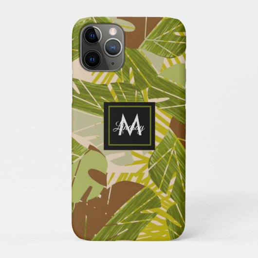 Coques Case-Mate iPhone Feuille marron de verdure de jungle dessinée à la (Dos)