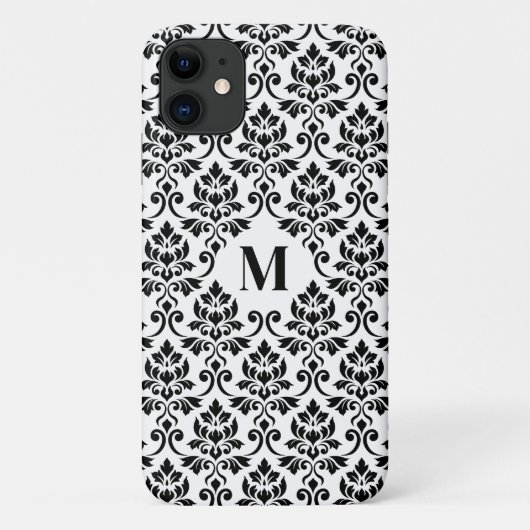 Coques Case-Mate iPhone Feuille Motif Damask Noir (Sur mesure) (Dos)