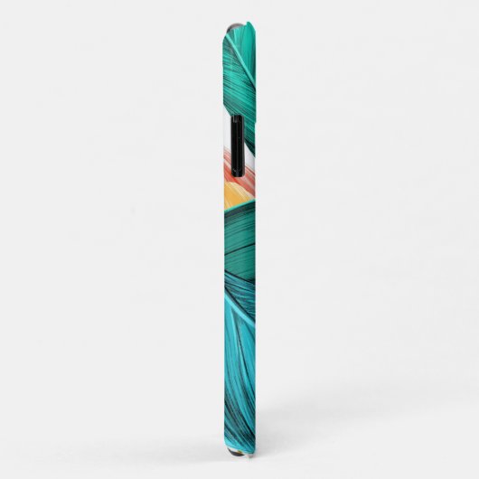 Coques Case-Mate iPhone Feuille tropical bleu vert (Dos/Droite)