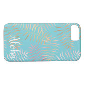 Coques Case-Mate iPhone Feuille tropical d'Aqua rose d'or (Dos (Horizontal))