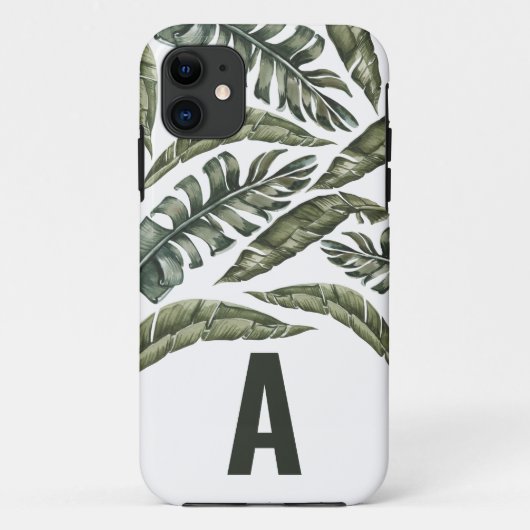 Coques Case-Mate iPhone Feuille tropicale initiale personnalisée (Dos)