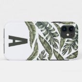 Coques Case-Mate iPhone Feuille tropicale initiale personnalisée (Dos (Horizontal))