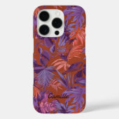 Coques Case-Mate iPhone Feuille tropicale moderne rouge pourpre (Verso)