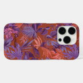Coques Case-Mate iPhone Feuille tropicale moderne rouge pourpre (Verso (horizontal))
