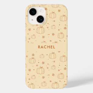 Coque Pour iPhone 14 Feuilles automnales et Motif Citrouille Personnali
