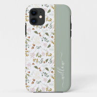 Feuilles Automne Monogramme Nom Moderne