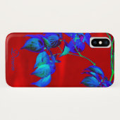 Coques Case-Mate iPhone Feuilles bleu ciel rouge (Dos (Horizontal))