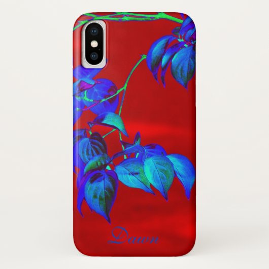 Coques Case-Mate iPhone Feuilles bleu ciel rouge (Dos)