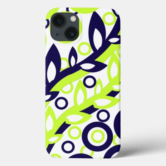 Coques Case-Mate iPhone Feuilles Bleues Vertes (Verso)