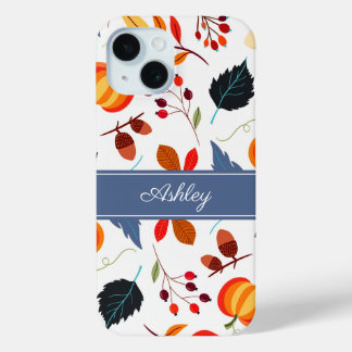 Coque Pour iPhone 15 Feuilles botaniques élégantes d'automne