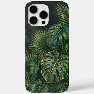 Coques iPhone 16 Pro Max Feuilles botaniques tropicales élégantes en vert f