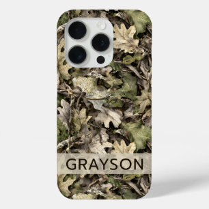 Coque iPhone 15 Pro Feuilles Camouflage Personnalisé
