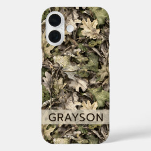 Coques iPhone 16 Feuilles Camouflage Personnalisé
