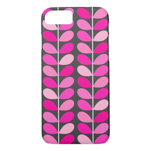 Coques Case-Mate iPhone Feuilles danois du milieu du siècle, Fuchsia rose (Dos)