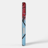 Coques Case-Mate iPhone Feuilles d'arbre rouges abstraites sur fond bleu (Verso / Droite)