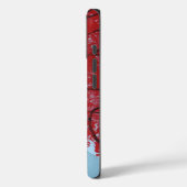 Coques Case-Mate iPhone Feuilles d'arbre rouges abstraites sur fond bleu (Verso / Gauche)