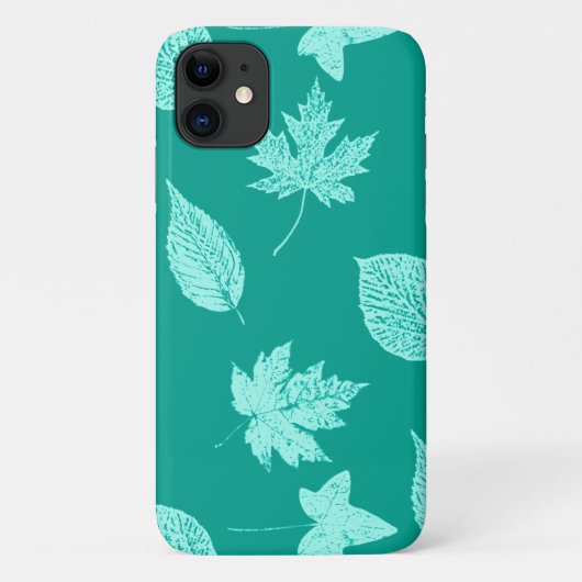 Coques Case-Mate iPhone Feuilles d'automne - aqua et turquoise (Dos)