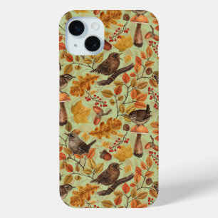 Coque iPhone 15 Mini Feuilles d'automne, baies, champignons et fleurs