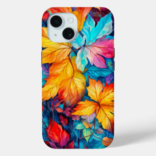 Coque Pour iPhone 15 Feuilles d'automne en chute colorée