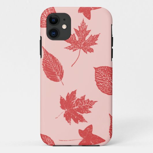 Coques Case-Mate iPhone Feuilles d'automne - orange corail et rose (Dos)