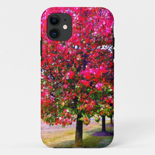 Coques Case-Mate iPhone Feuilles d'automne rose impressionniste (Dos)