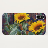 Coques Case-Mate iPhone Feuilles d'automne rustiques et tournesols (Dos (Horizontal))