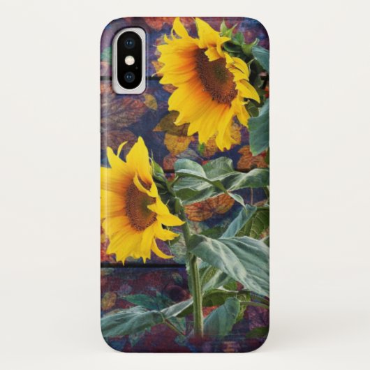 Coques Case-Mate iPhone Feuilles d'automne rustiques et tournesols (Dos)