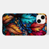 Coques Case-Mate iPhone feuilles de chute en vitrail mignon (Verso (horizontal))