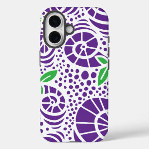 Coques iPhone 16 Feuilles de Doodle et boucles abstraites d'escargo