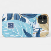 Coques Case-Mate iPhone Feuilles de la Jungle Bleue (Dos (Horizontal))