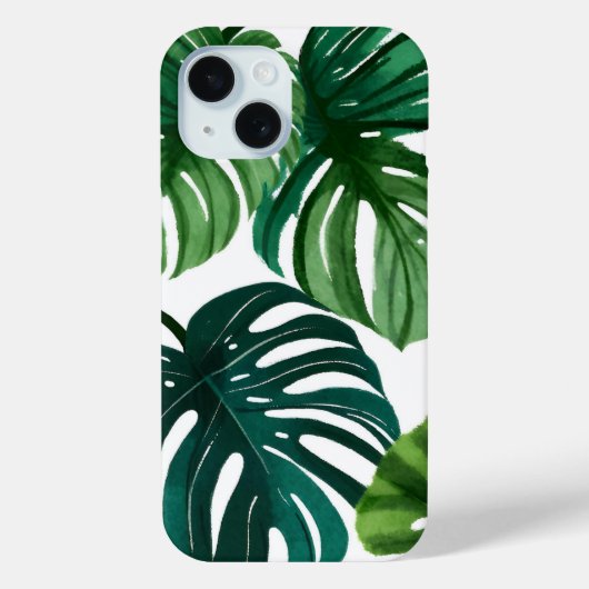 Coques Case-Mate iPhone Feuilles de Monstera | Aquarelle Moderne Simple (Verso)