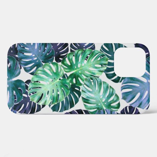 Coques Case-Mate iPhone Feuilles de Monstera Tropical (Verso (horizontal))