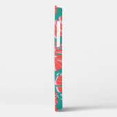 Coques Case-Mate iPhone Feuilles de monstère rouge sur motif vert transpar (Verso / Gauche)