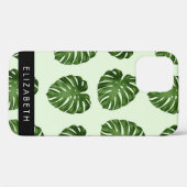 Coques Case-Mate iPhone Feuilles de palme, Motif tropical, Votre nom (Verso (horizontal))