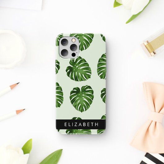 Coques Case-Mate iPhone Feuilles de palme, Motif tropical, Votre nom