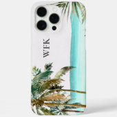 Coques Case-Mate iPhone Feuilles de palmier tropicales monogrammées Plage  (Verso)