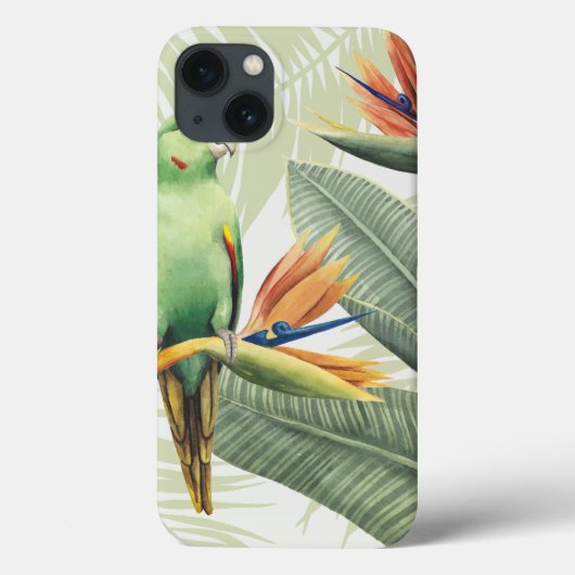 Coques Case-Mate iPhone Feuilles De Palmiers Avec Oiseau Vert (Verso)