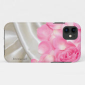 Coques Case-Mate iPhone Feuilles de satin blanc et roses roses roses (Dos (Horizontal))