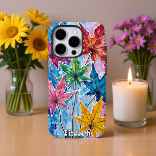 Coques iPhone 16 Pro Feuilles d'érable coloré Peinture Abstraite