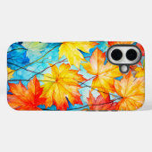 Coques Case-Mate iPhone Feuilles d'érable d'automne en chute vive (Verso (horizontal))