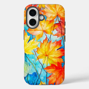 Coques iPhone 16 Feuilles d'érable d'automne en chute vive