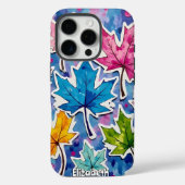 Coques Case-Mate iPhone Feuilles d'érable peint en bleu (Verso)