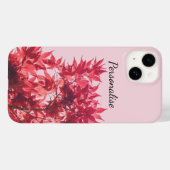 Coques Case-Mate iPhone Feuilles d'érable rouge sur rose (Verso (horizontal))